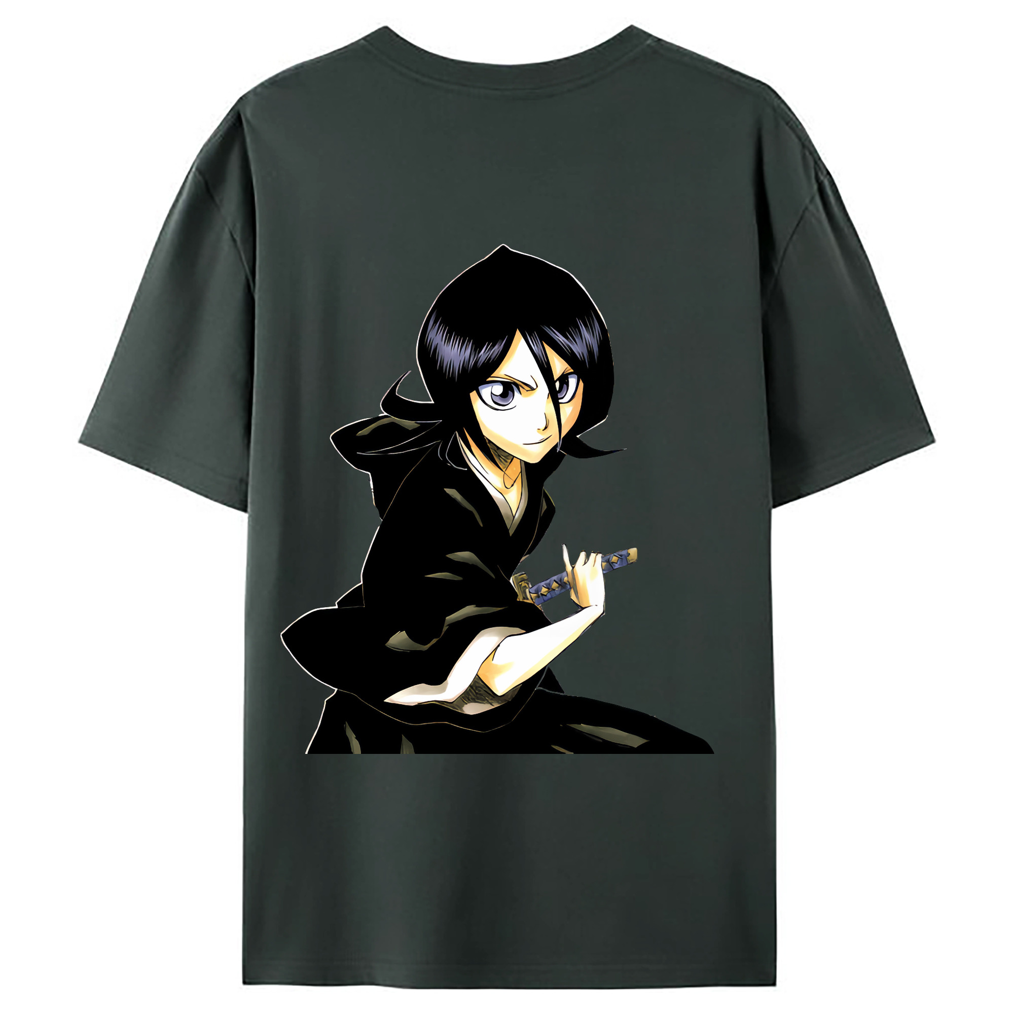 （画像用） ブリーチ 朽木ルキア BLEACH Kuchiki Rukia 綿100％ メンズ半袖Tシャツ（バックプリント） 通気性